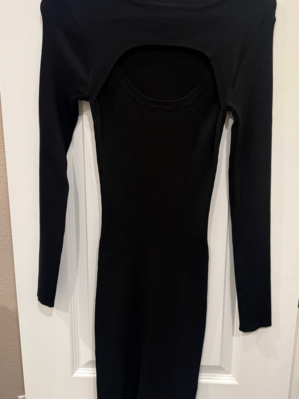 Better Be Black Ribbed Cutout Bodycon Dress